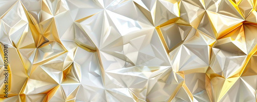 abstract polygonal design of gilded lemon and pearl white, ideal for an elegant abstract background