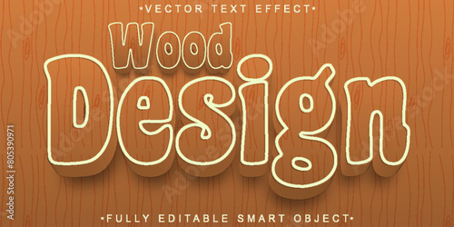 Cartoon Wood Design Vector Fully Editable Smart Object Text Effect