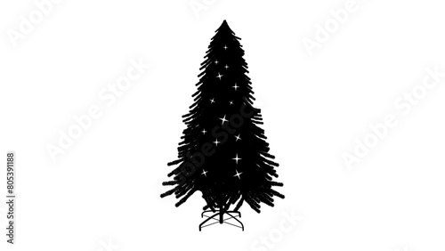 artificial christmas tree, black isolate silhouette