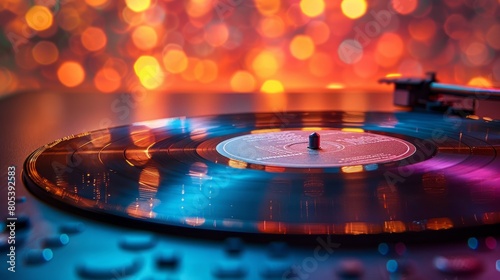 Turntable vinyl record player close up. Retro sound technology.