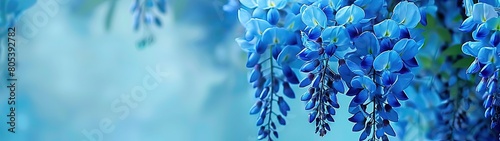 Blue wisteria floral background, best for web, banner, travel, and tranquil background. photo