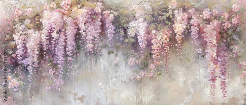 Pink wisteria floral background, best for web, banner, travel, and tranquil background.