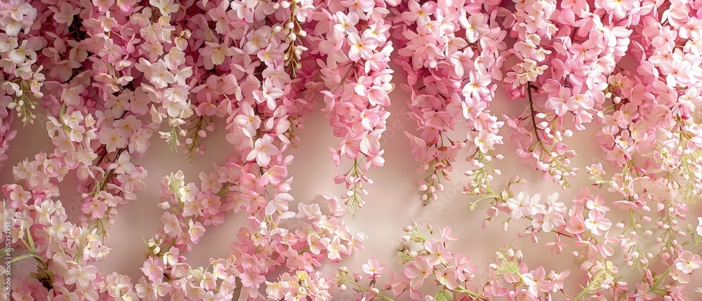 Pink wisteria floral background, best for web, banner, travel, and tranquil background. Pink wisteria floral background, best for web, banner, travel, and tranquil background.
