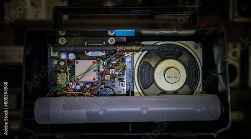 transistor radio machine old electric device interior
