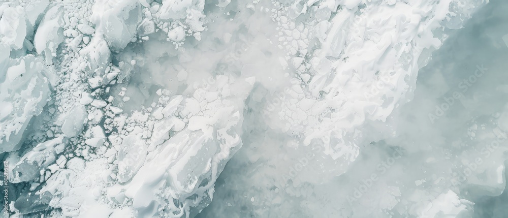 An aerial view of floating ice in the Arctic.