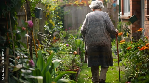 An Elderly Gardener Pauses ...