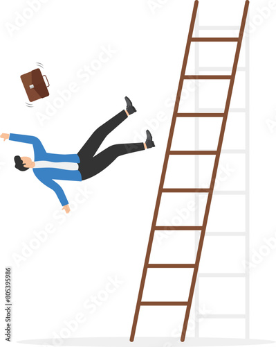 Man falling off the ladder, Concept of risk, accident, insurance vector, concept of business risk or accident concept


