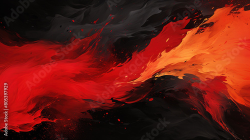 Abstract Art of Red and Black Color Oil Paint Splatter on Background
