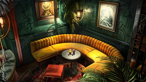 Friends Unwind in Intimate Vintage Cocktail Lounge Booth After Long Day