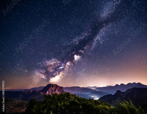 The photo shows a vibrant space filled with stars and clouds, creating a stunning celestial scene, 