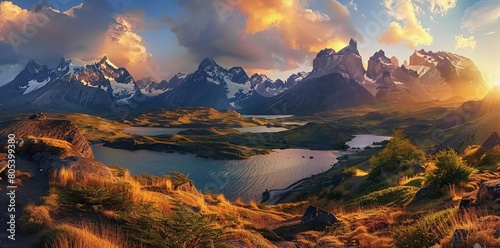 This photo shows the beauty of the natural scenery on the American continent  with stunning views such as towering mountains
