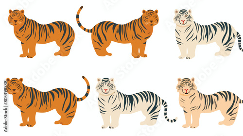 Seamless pattern with tigers white background. Repe © Creative