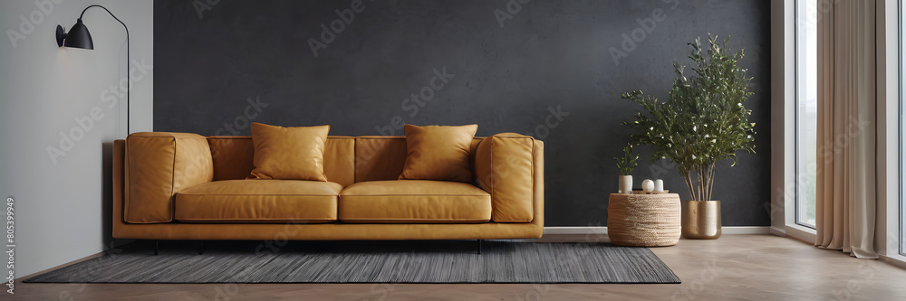 Modern sofa and empty wall in living room interior, modern design, mock up furniture decorative interior Modern sofa and empty wall in living room interior, modern design, mock up furniture decorative interior