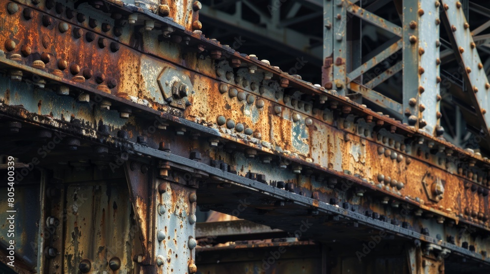 Rustic Steel, Part of Old Bridge. Old bridge construction parts, metal elements. Rustic Steel, Part of Old Bridge. Old bridge construction parts, metal elements.