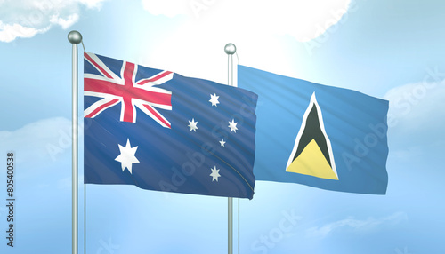 Australia and Saint Lucia Flag Together A Concept of Relations