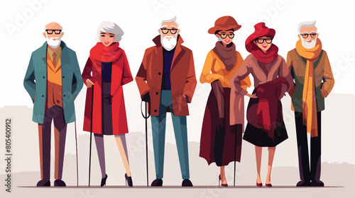 Senior elderly people in modern fashion apparel. Ha