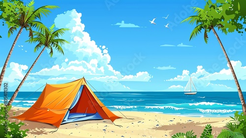 Beach tent clipart with open flaps photo