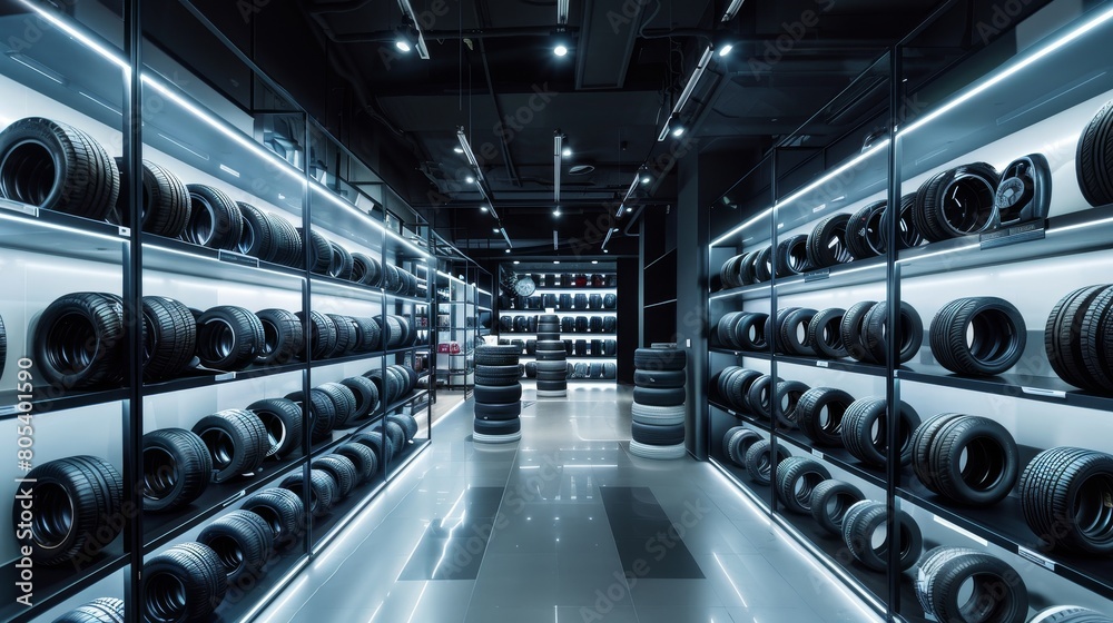 A new tire shop that is neatly arranged