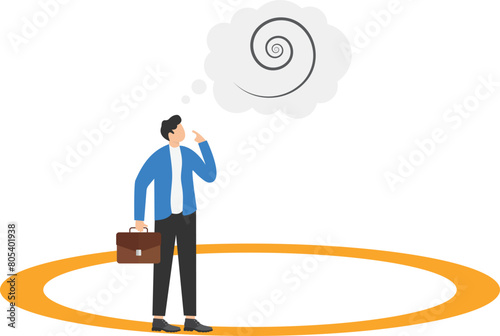 Фотография Businessman walking in a circle, Business monotony and motivation concept