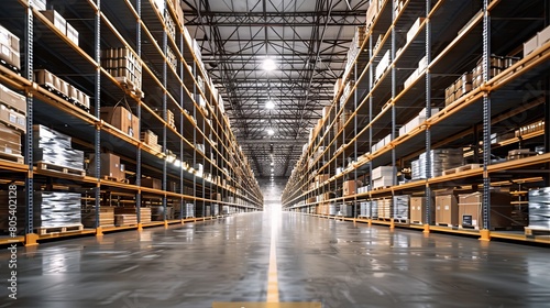 Huge distribution warehouse with high shelves. Maximizing Storage Efficiency © Lifia