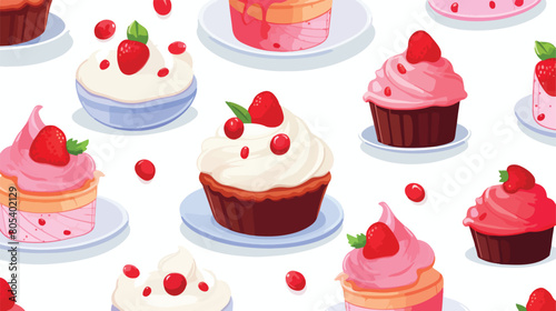 Seamless pattern with sweet sugar desserts pieces o