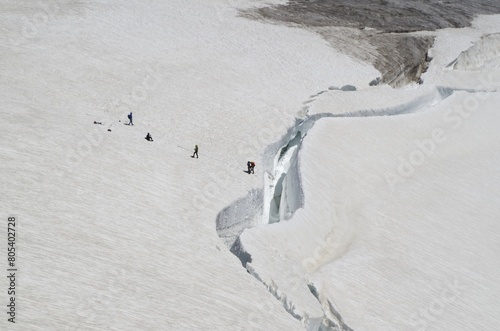 A group of hikers on the Mont Blanc glacier photo