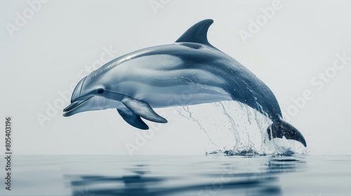 A dolphin is leaping out of the water