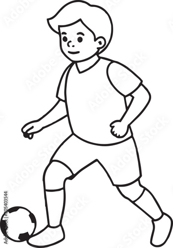 cute little boy playing soccer character vector illustration design 