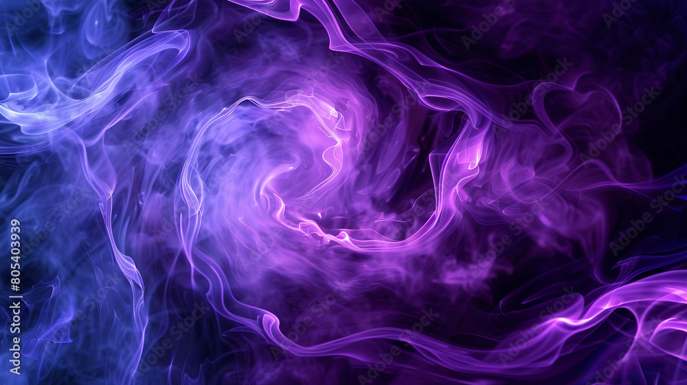 A mystical swirl of smoke in purple and black, with a neon light texture in royal blue, creating a regal effect.