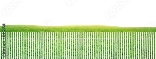 White wooden fence  green grass background PNG transparent