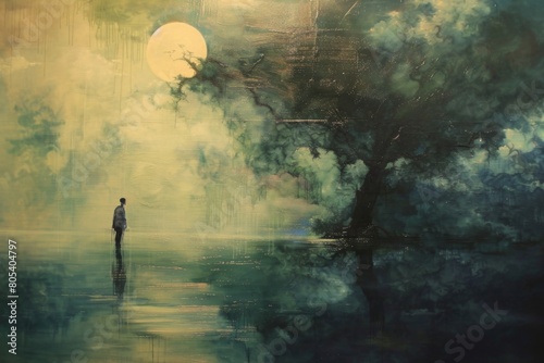 Wallpaper Mural A man is walking in the woods at night Torontodigital.ca