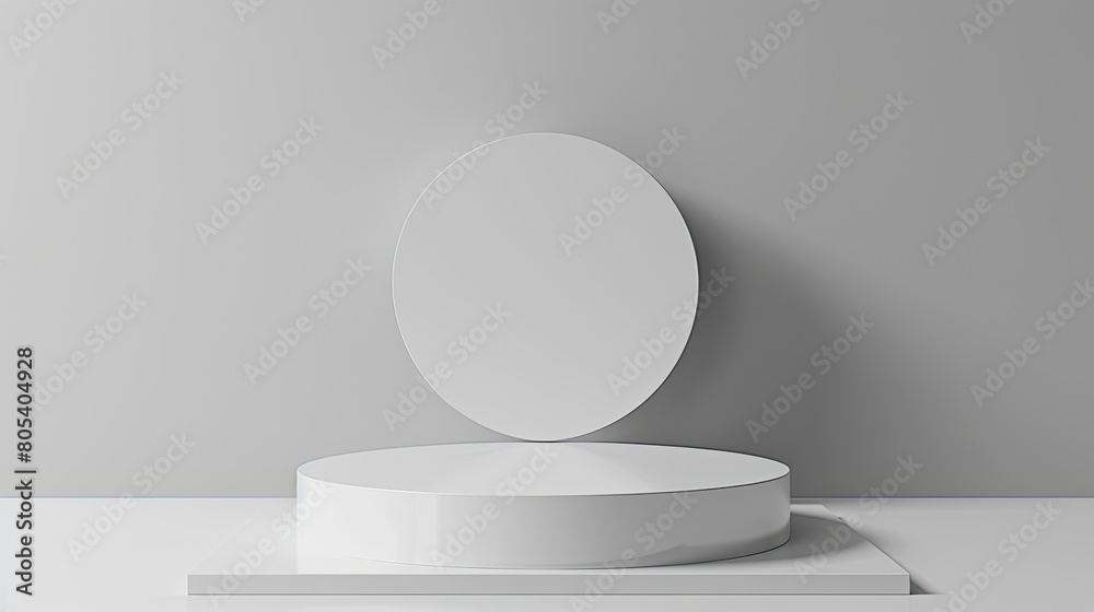 Minimalist white podium on a clean grey background Minimalist white podium on a clean grey background