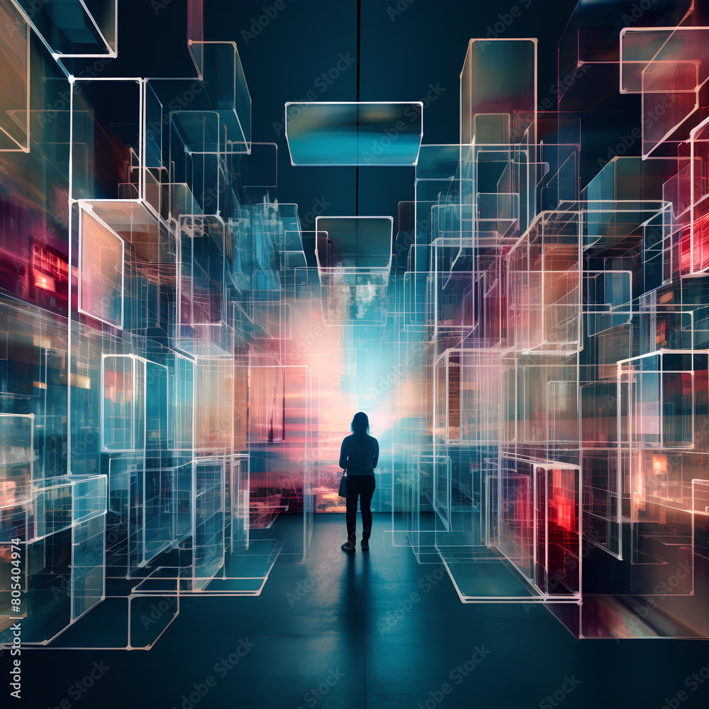 people working on digital background