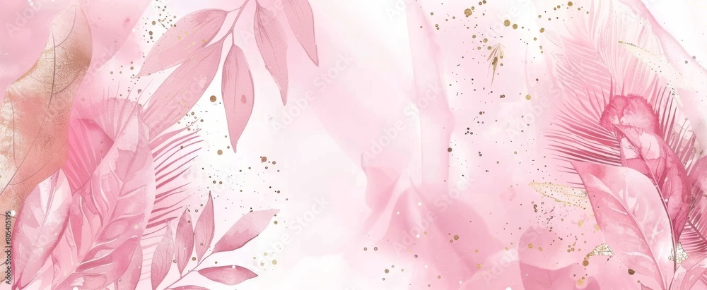 A stunning piece of art showcasing pink petals and leaves in magenta, peach, and white on a transparent background. The macro photography captures the natural beauty with a freezing effect