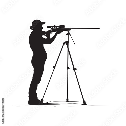 Standing Female Sport silhouette shooting isolated on white