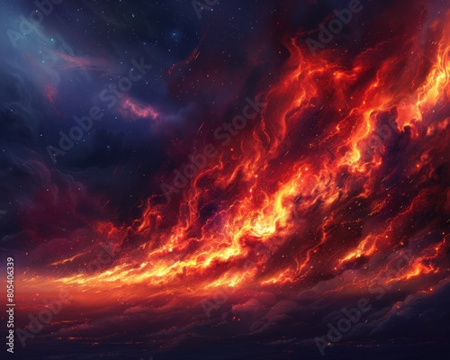 Cosmic Firestorm Over Cloud-Covered Landscape
