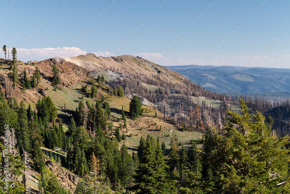 breathtaking panoramic view into the valley of the lassen volcanic national park, California