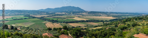 Panoramic view with the Soratte mountain from the village of Stimigliano, in the Province of Rieti, Lazio, Italy.