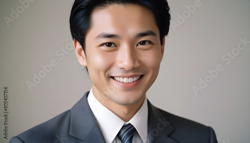 Portrait of a handsome Asian young businessman, male. close-up. smiling.