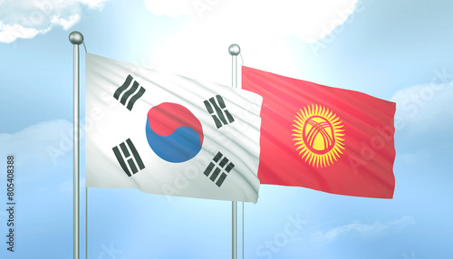 South Korea and Kyrgyzstan Flag Together A Concept of Relations