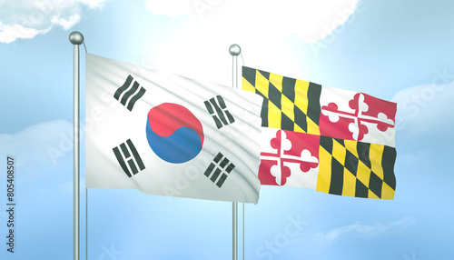 South Korea and Maryland Flag Together A Concept of Relations