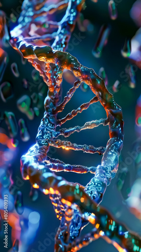 Close-up of DNA double helix structure, illustrating the blueprint of life in intricate detail