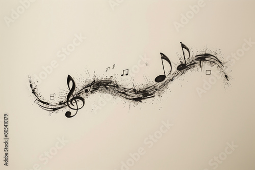 music musical notes Black notes symbol on white background musical expression.