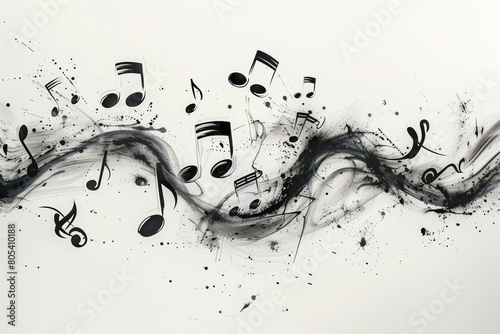 music musical notes Black notes symbol on white background musical expression. photo
