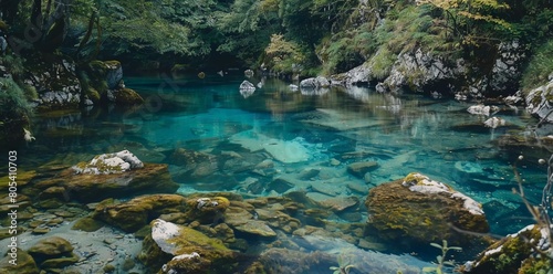 Photo of clear natural views of Blue Pools with nature in the forest. 