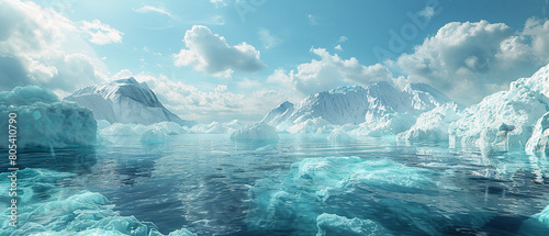 Illustrate the impact of melting polar ice caps on ecosystems and sea levels photo