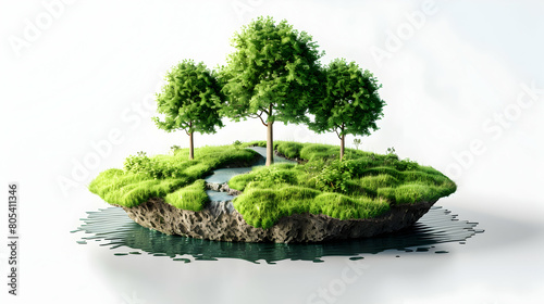 3D Flat Climate Change Mitigation and Sustainability Business Commitment Concept with Isolated White Background