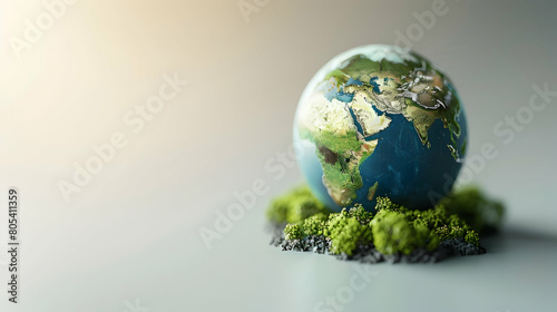 Climate Change Commitment: A 3D Flat Icon Emphasizing Sustainability and Climate Change Mitigation, Isolated on White Background