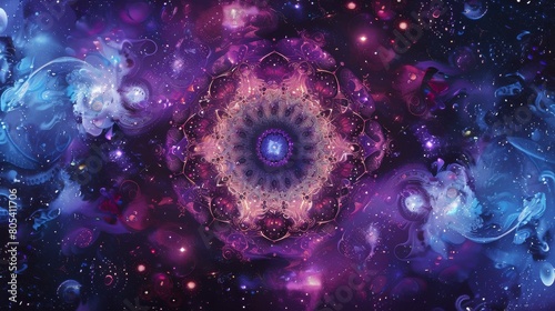 A vibrant fractal universe blending cosmic beauty and chaos