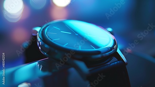 A smartwatch seamlessly integrated into a blur of technological sophistication photo